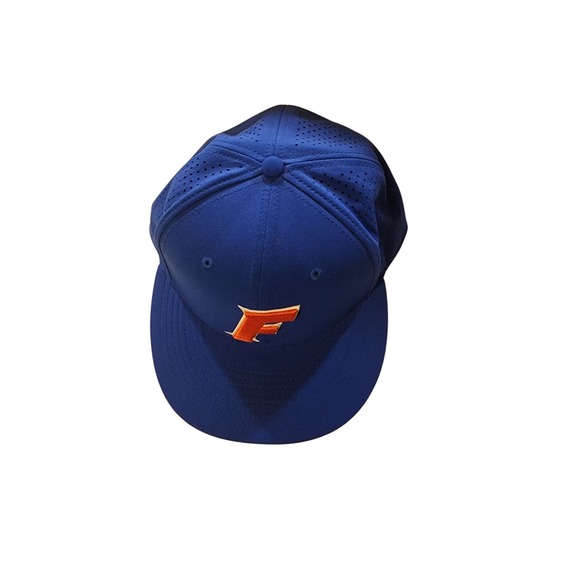 Nike True Dri Fit Flex Fitted Baseball Cap F Logo Navy Orange Men Size 7 1/2 - Picture 4 of 6